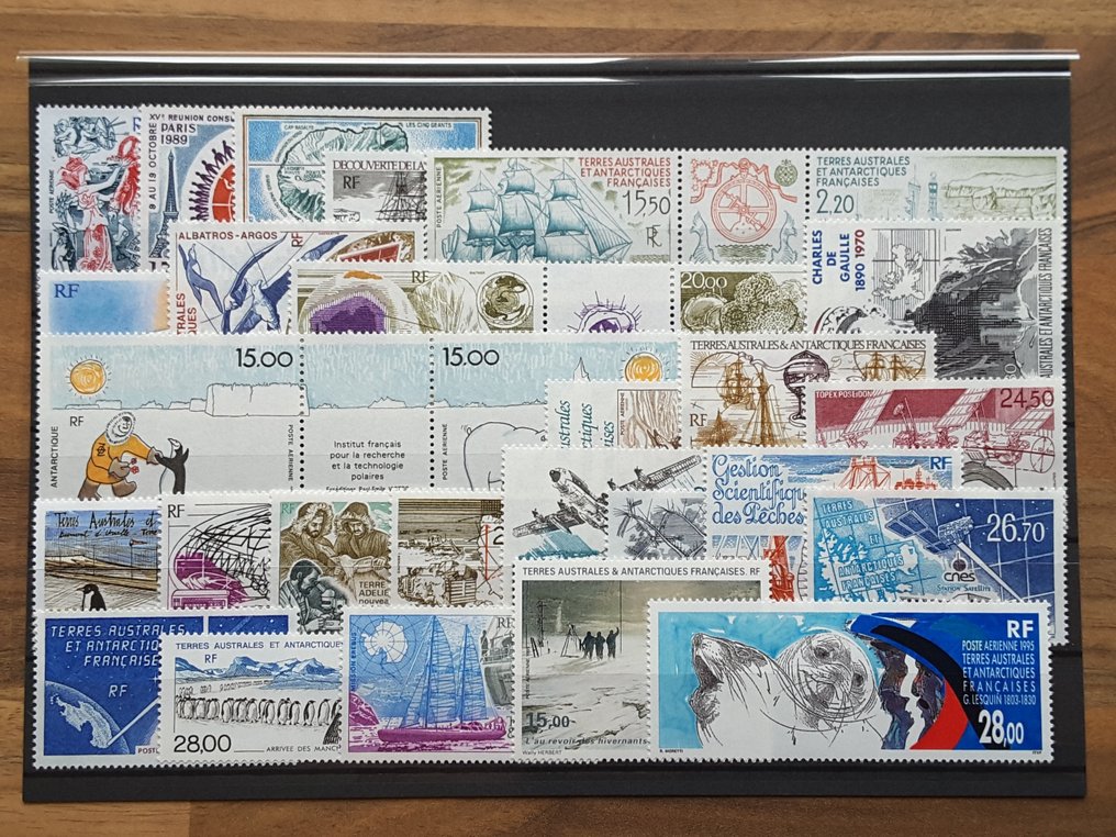 Ranskan eteläiset ja antarktiset maat (TAAF) 1986/1995 - 10 täyttä vuotta tavallisia posti- ja lentopostimerkkejä - Yvert 115 à 202, PA 92 à 136, et BF 1 et 2 #3.2