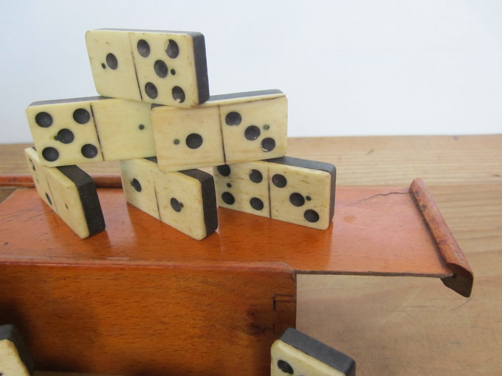 Játék - Antiek Domino Spel - Csont, ében, sárgaréz #3.2