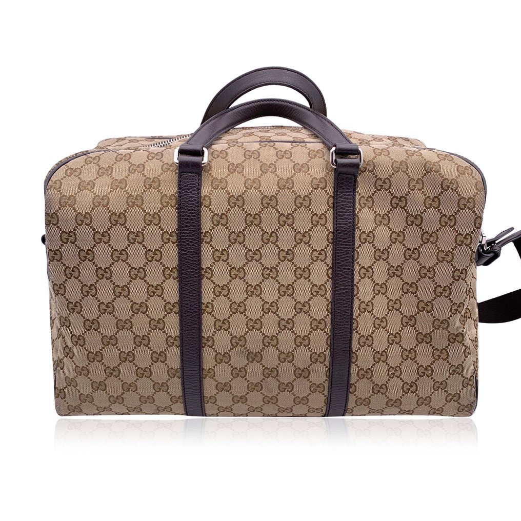 Gucci - Beige Monogram Canvas Duffle Weekender Travel Bag with Strap - Weekendtas #2.1