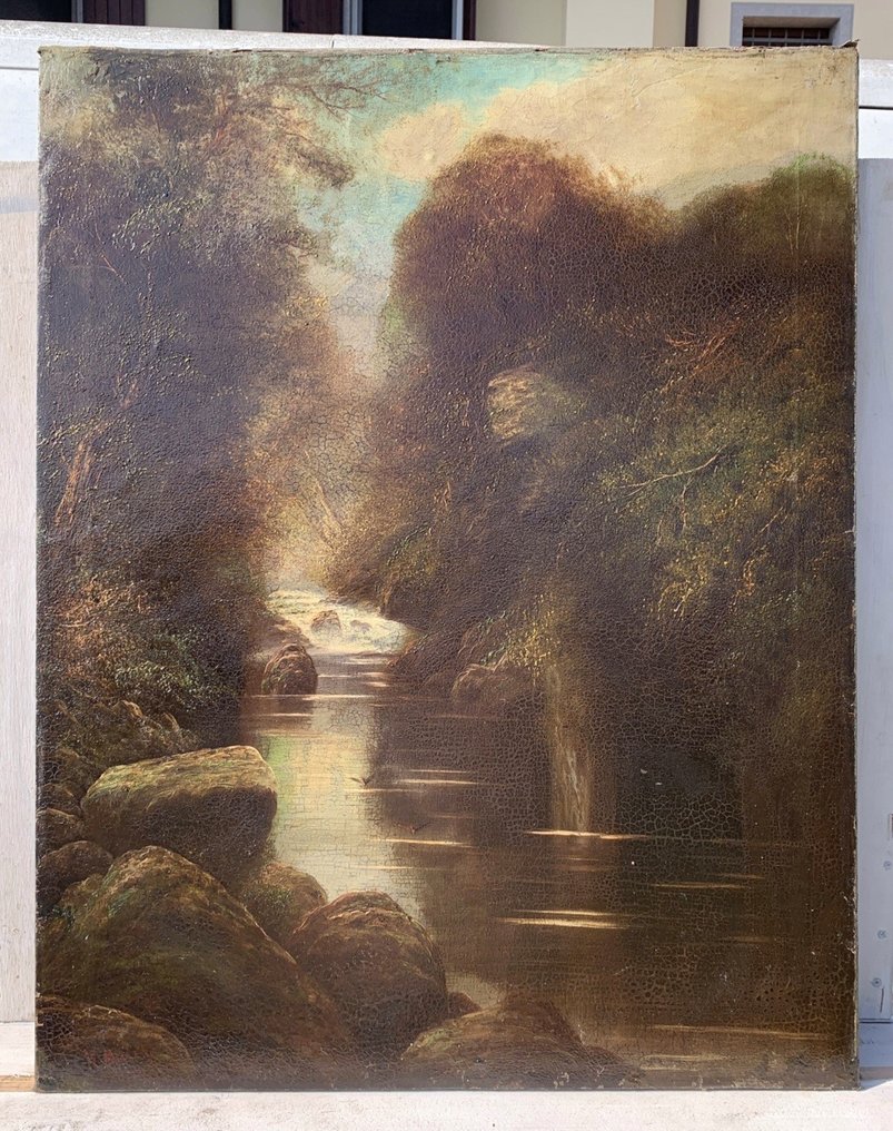 W. Miller (XIX) - Woodland landscape with stream #1.2