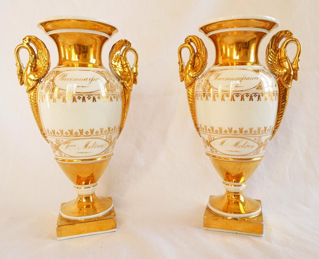 Porcelaine de Paris - Vaso a balaustra  - Porcellana dorata #1.1