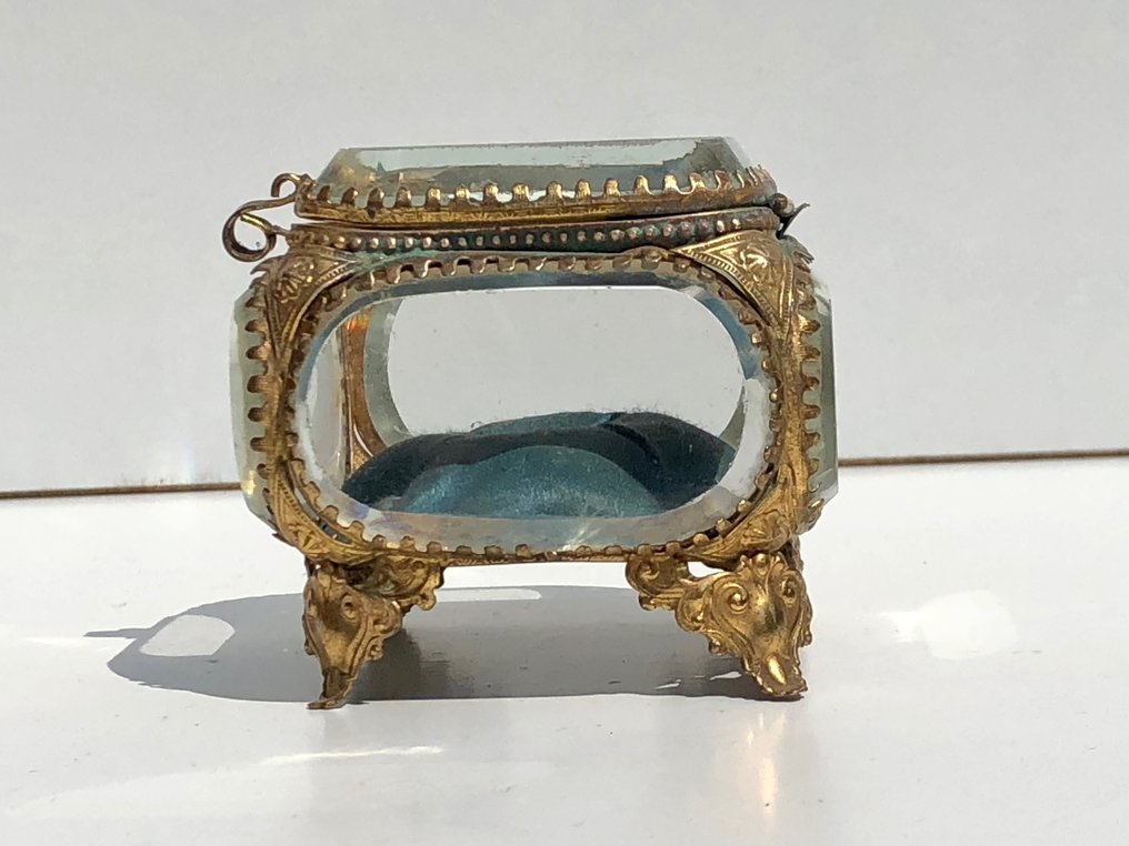 Szkatułka na biżuterię - Pudełko na biżuterię/pudełko ślubne z ciętego szkła i pozłacanych mosiężnych ramek #3.2
