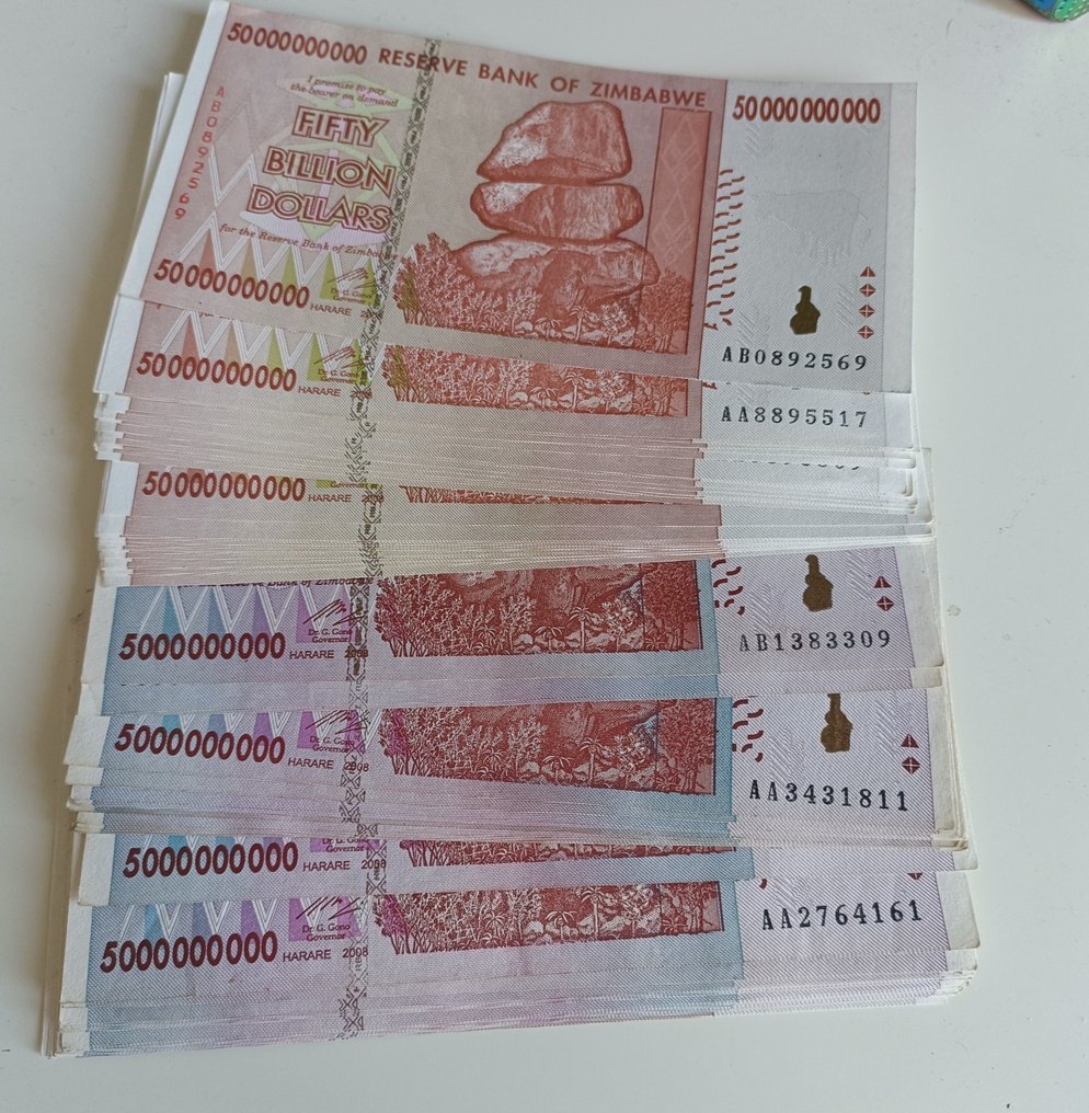 Zimbabwe. - 50 x 5 Billion and 50 x 50 Billion Dollars - 2008  (No reserve price) #1.0