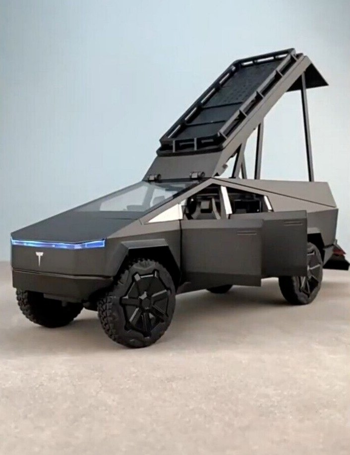 Tesla 1:24 - 模型掀背车 - Camper Camping New Gray 2024 Tesla a Frizione con luci #1.1
