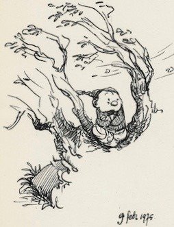 Dulieu, Jean - 1 original pennetegning - Paulus de Boskabouter - "Paulus in een herfststorm" (1975) #1.1