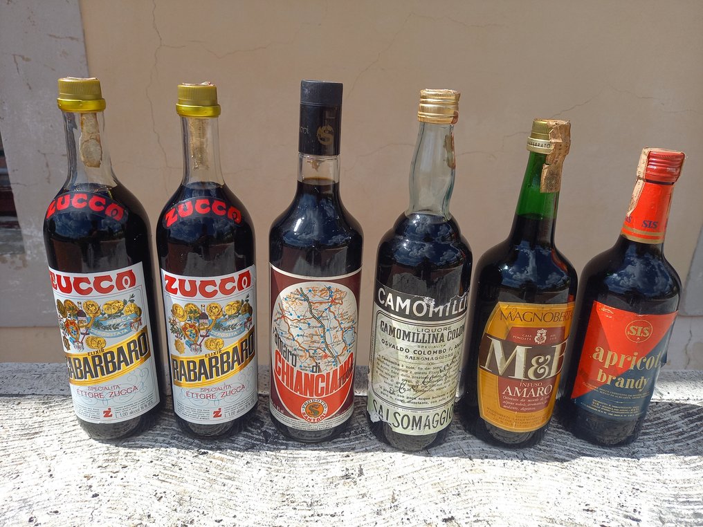 Zucca Rabarbarox 2 & Santoni Amaro Chianciano & Colombo Camomillina & Magnoberta Amaro - & Sis Brandy  - b. Δεκαετία του 1970 - 100cl - 6 μπουκαλιών #1.1