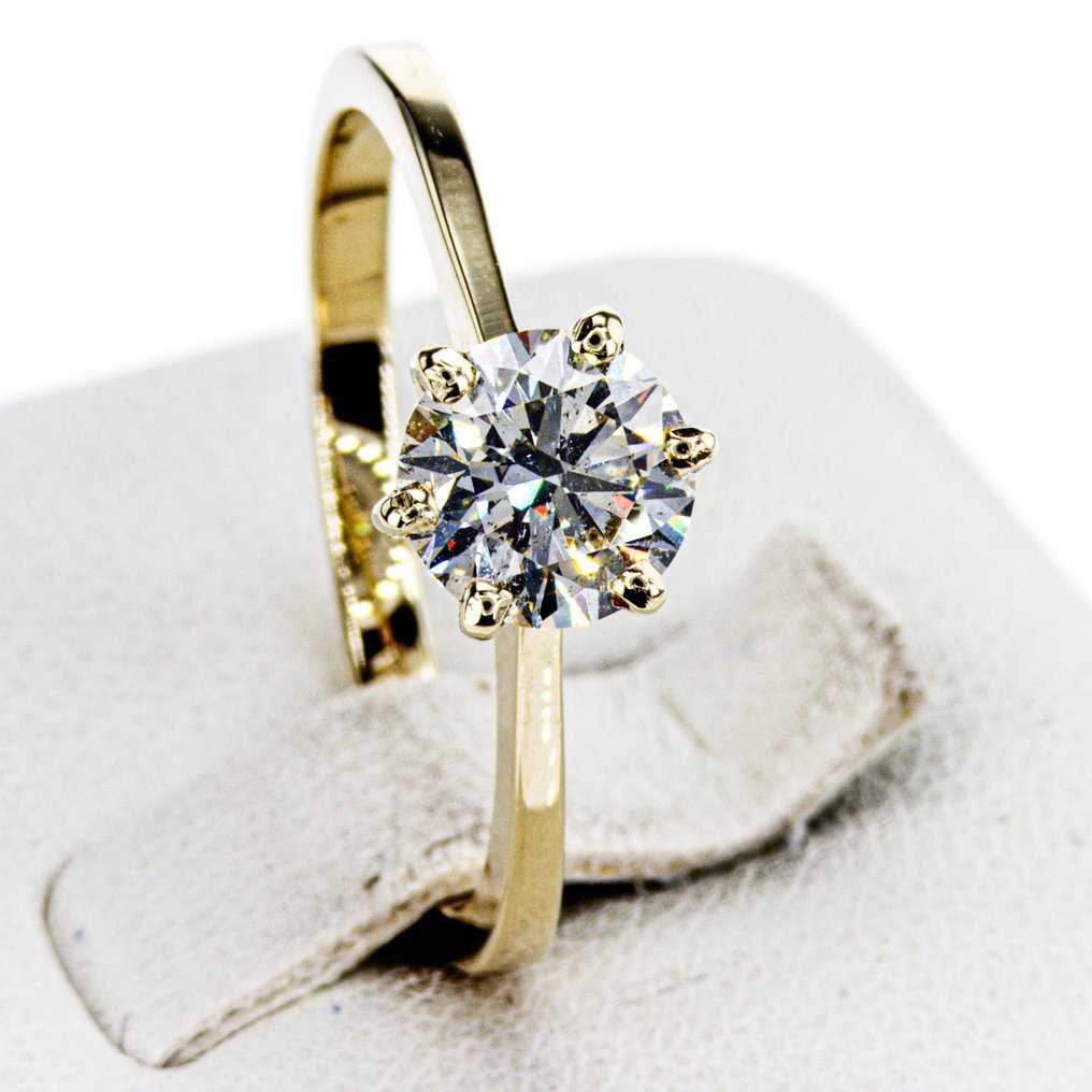 Utan reservationspris - Förlovningsring - 14 kt Gult guld -  1.06ct. tw. Diamant  (Natural) #1.1