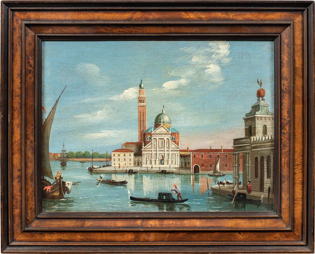 Venetian school (XIX) - Venice, view of the Island of S. Giorgio from the Punta della Dogana #2.1