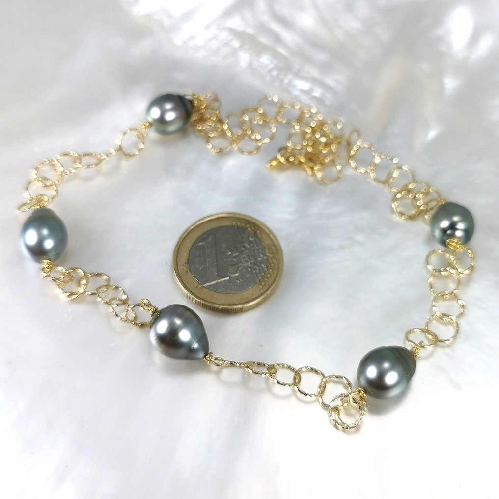 项链 银 珍珠 - 塔希提岛水滴形状 #2.1