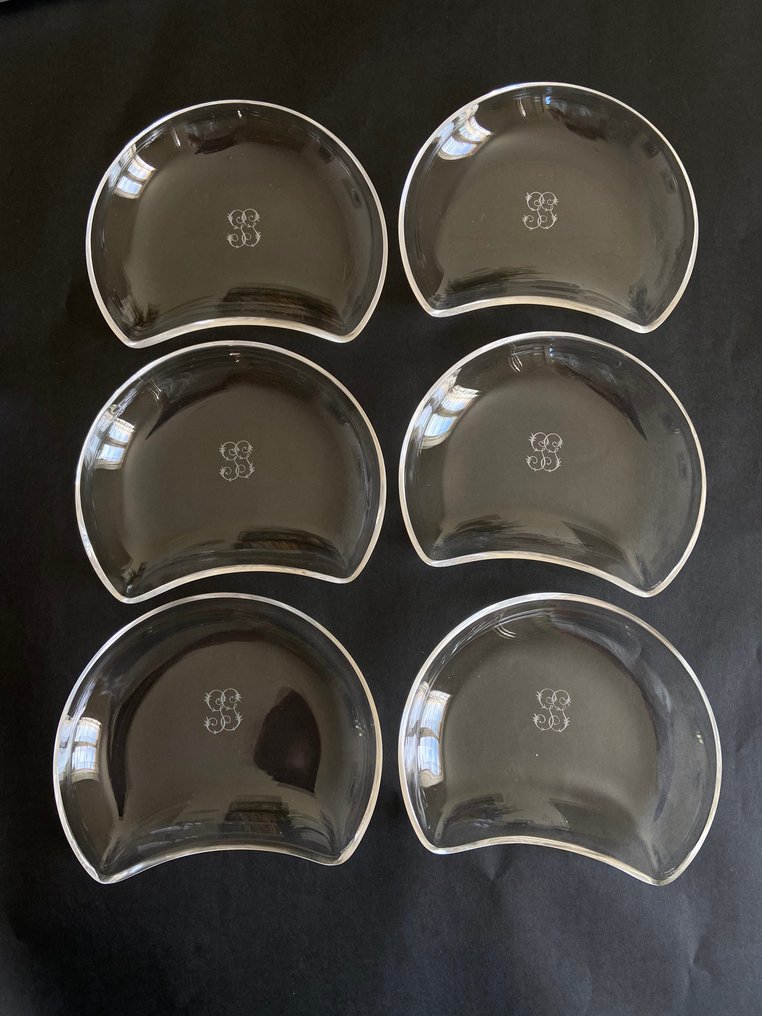Lalique - 盤子 - Magnifique et rare série de 6 assiettes - Modèle "Antibes" - 水晶 #1.2