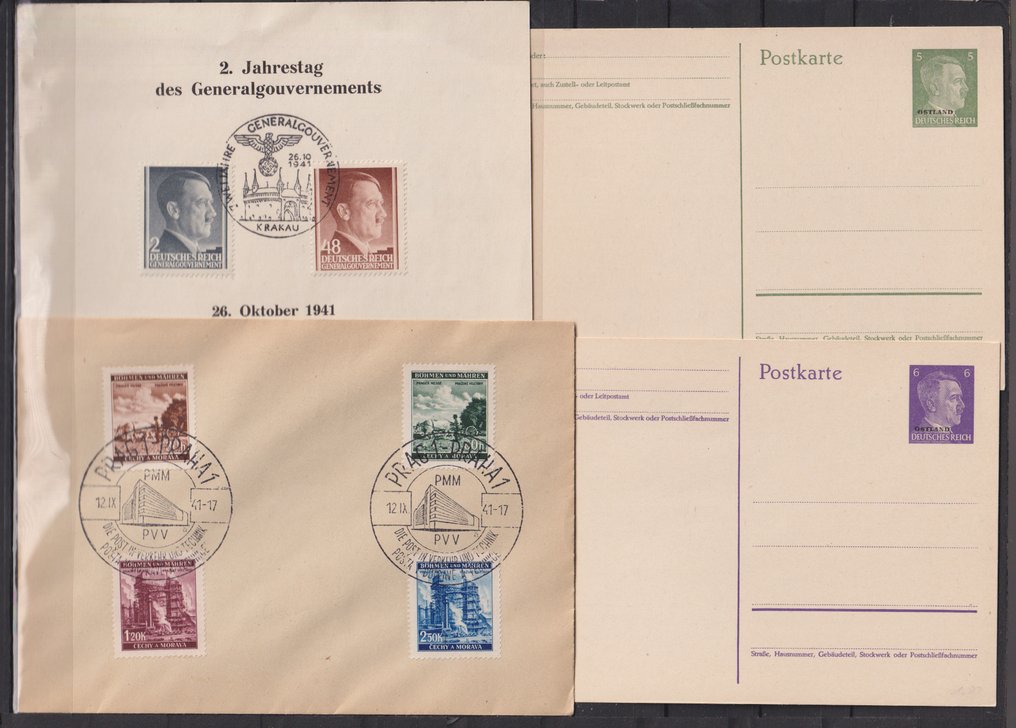 Tyskland - lokale postområder 1939/1944 - WWII Occupations Parti med breve/postpapir/propagandakvitteringer mv #2.2