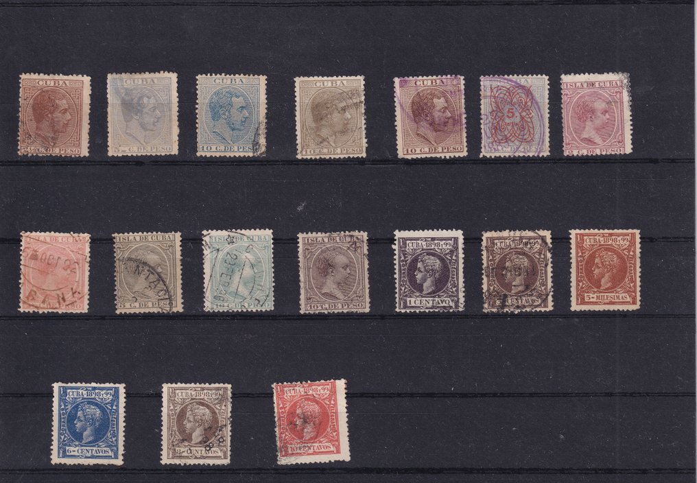 古巴 1873 - 精选古巴和美国占领邮票，包括新的和二手的 #2.1