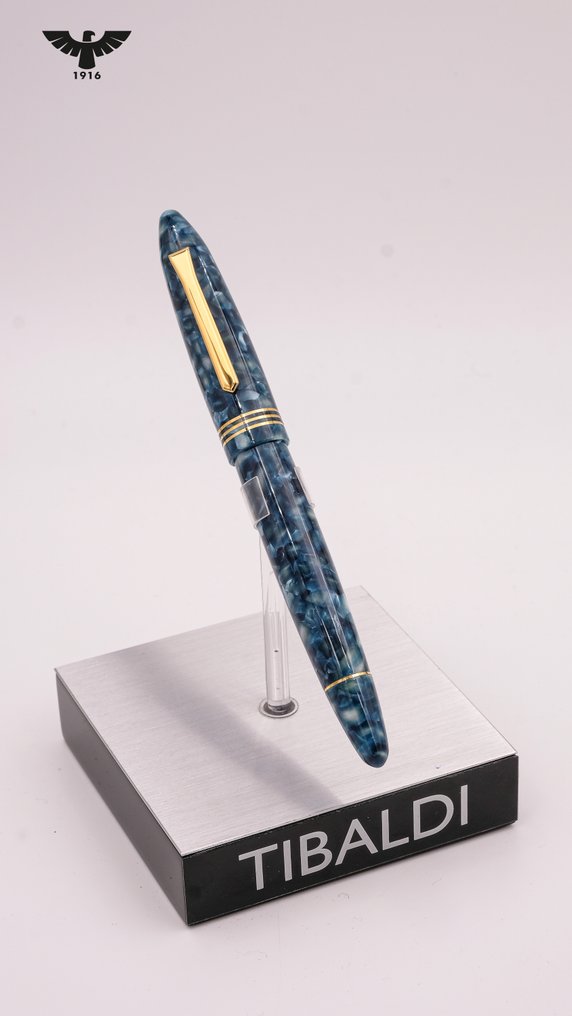 Tibaldi - Bononia Ocean Blue 18k Gold Nib - Piston Fill + Montegrappa pen pouch - Töltőtoll #2.1
