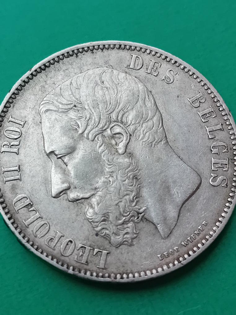 Belgia. Leopold II (1865-1909). 5 Francs 1876  (Fără preț de rezervă) #1.1