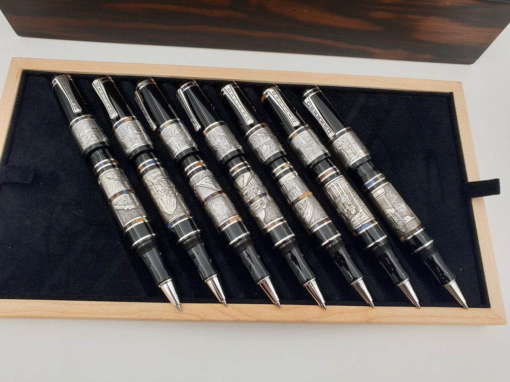 Marlen - Seven Wonders (SET di 7 penne) Edizione Limitata di 28 esemplari in resina italiana e argento - Rollerpen #2.1