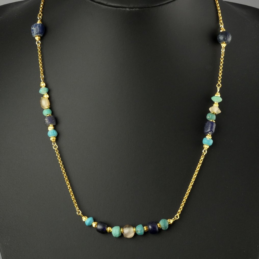 Ancient Roman Necklace and Earrings with Roman glass beads #1.2