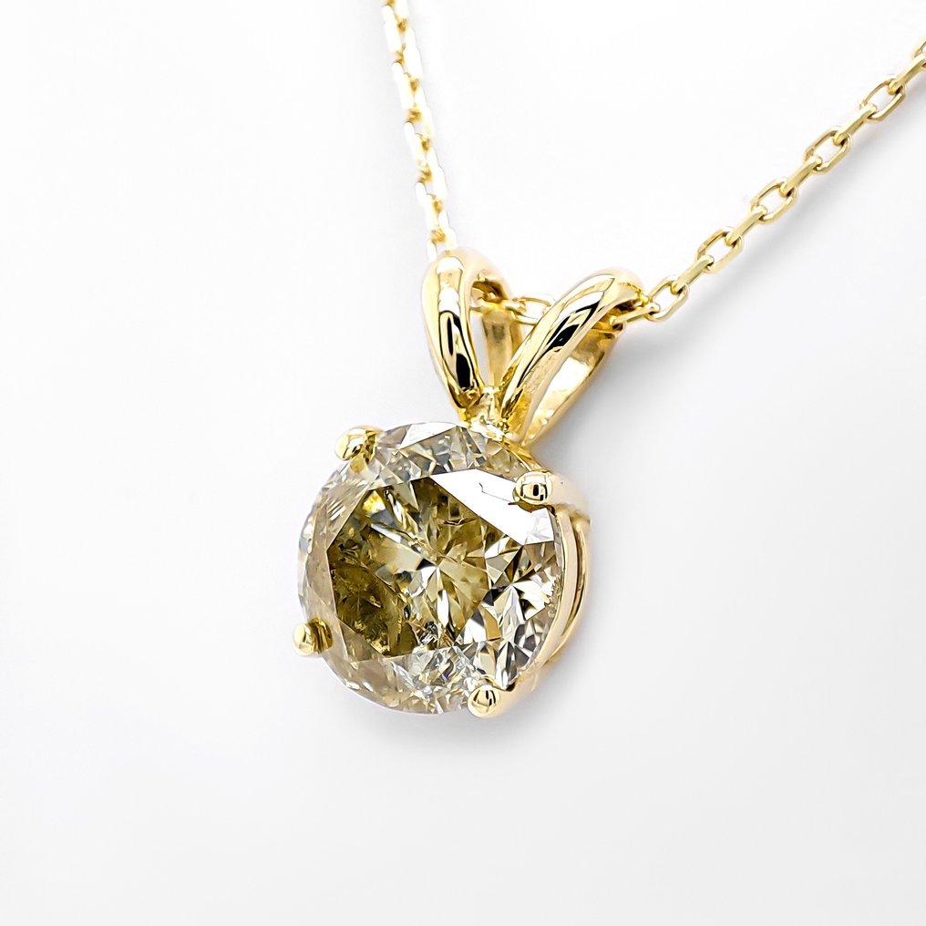 Ohne Mindestpreis - Anhänger - 14 kt Gelbgold -  1.37ct. tw. Gelb Diamant  (Natürlich farbig) #1.1