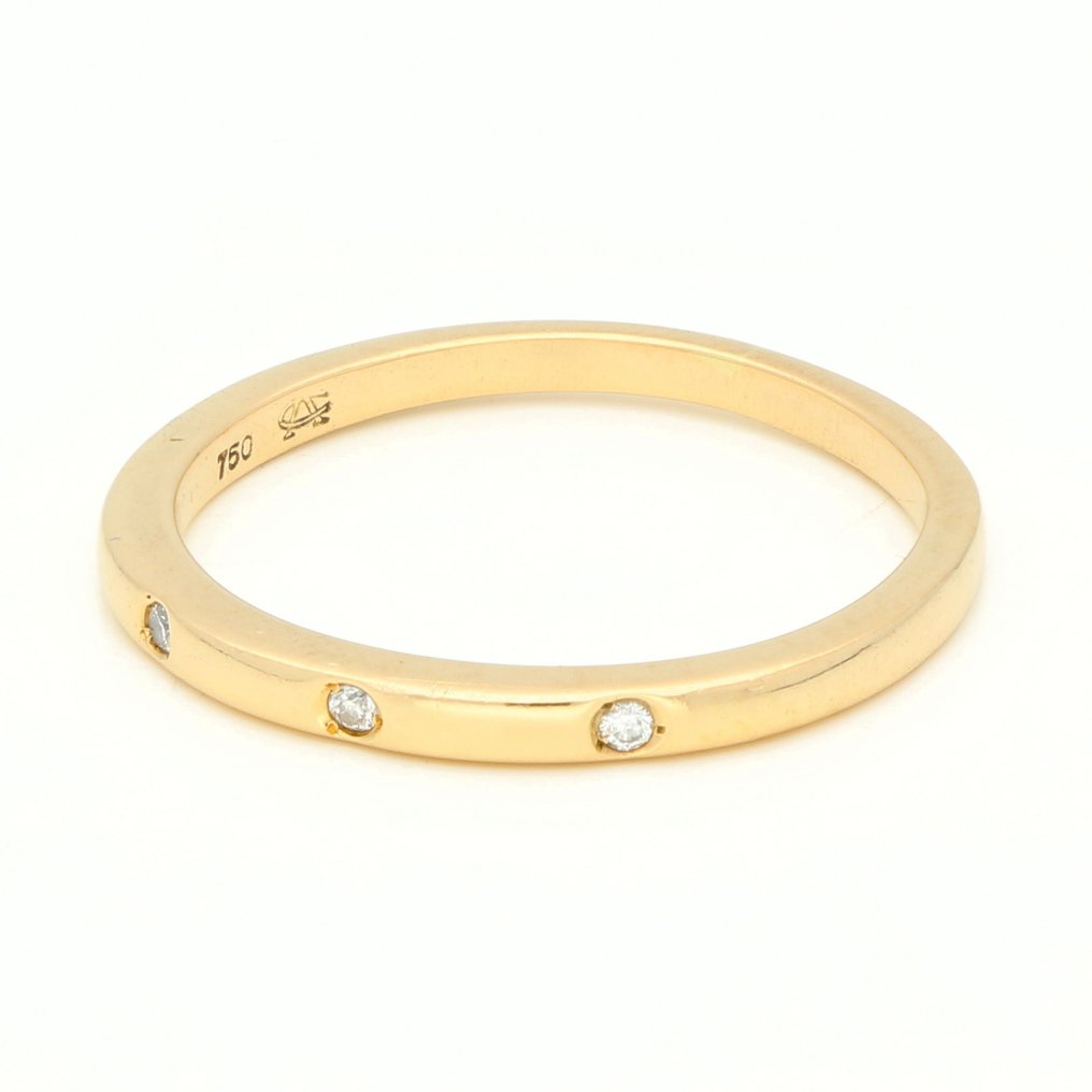 Utan reservationspris - Ring - 18 kt Gult guld -  0.02ct. tw. Diamant  (Natural) #1.2