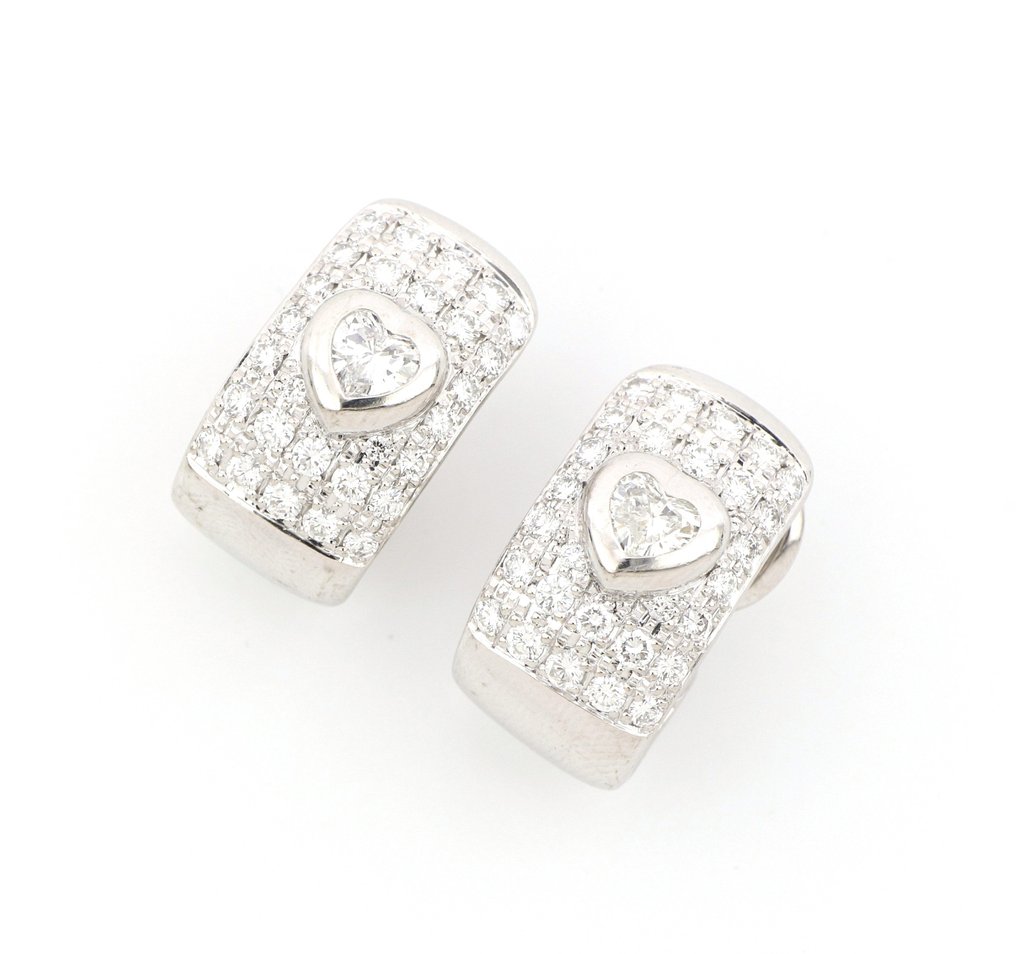 Zonder Minimumprijs - Oorbellen - 18 karaat Witgoud -  2.65ct. tw. Diamant  (Natuurlijk) - Diamant #2.1