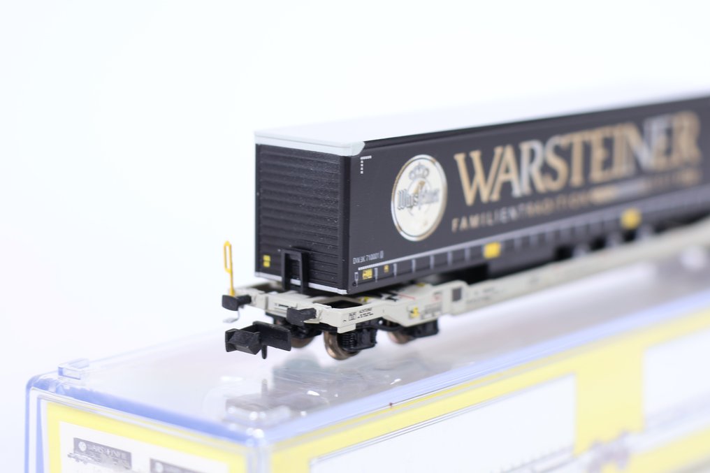 REE-Models N - NW-094 - Machetă tren transport marfă (1) - Autoturism dublu container tip Sdggmrs 'Warsteiner' - AAE-NL #3.1