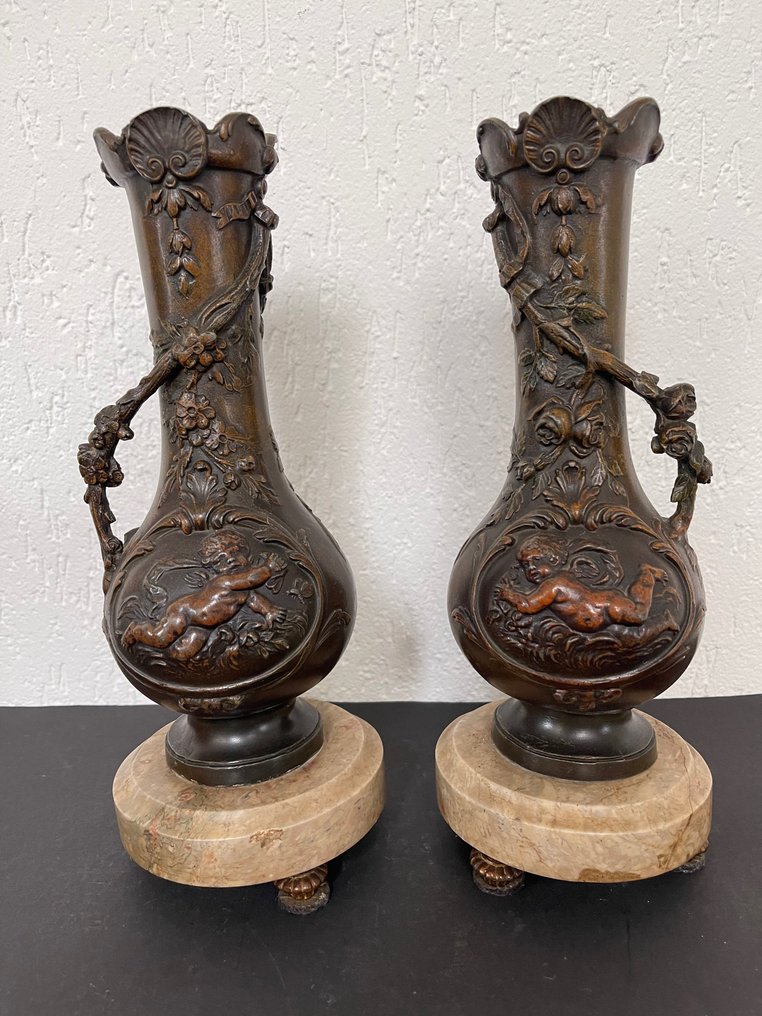 Cassolette  (2) - Metal, Marble - Display vases - putti #3.2