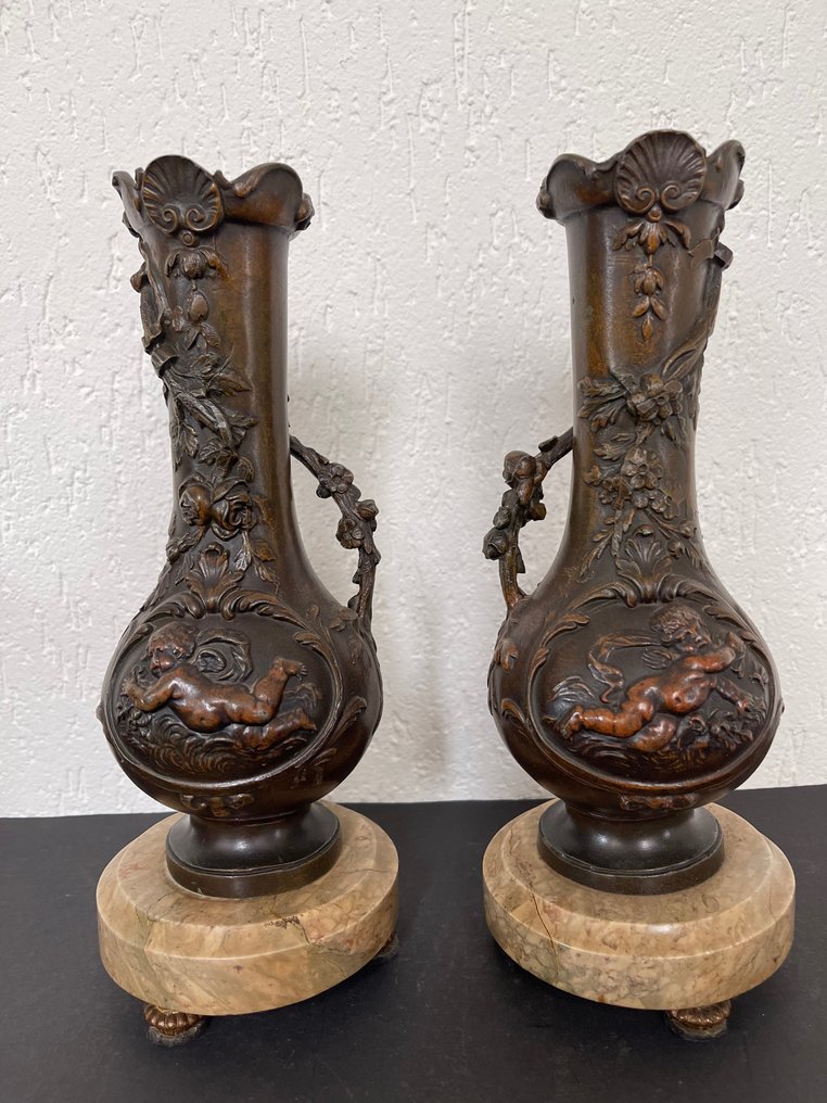 Cassolette  (2) - Metal, Marble - Display vases - putti #4.3