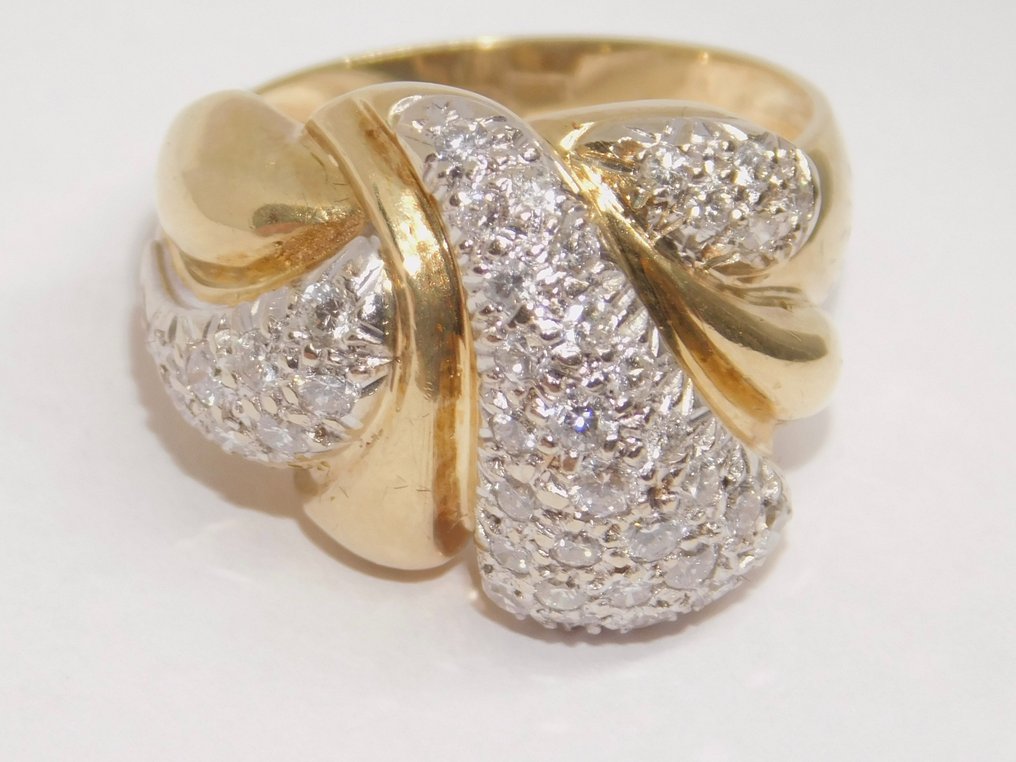 戒指 - 14K包金 黄金 钻石  (天然) #2.2