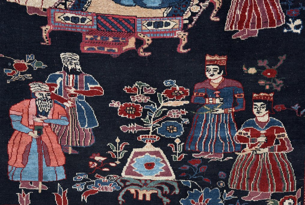 Isphahan-Teppich mit „Palastszene“ - Wolle - Iran - Qajar Dynastie (1796–1925) #1.2