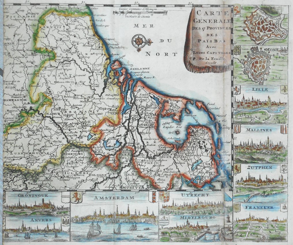 Niederlande - Niederlande; De La Feuille - Carte Generale des 17 Provinces des Pais Bas avec leurs Capitales - 1701-1720 #1.1