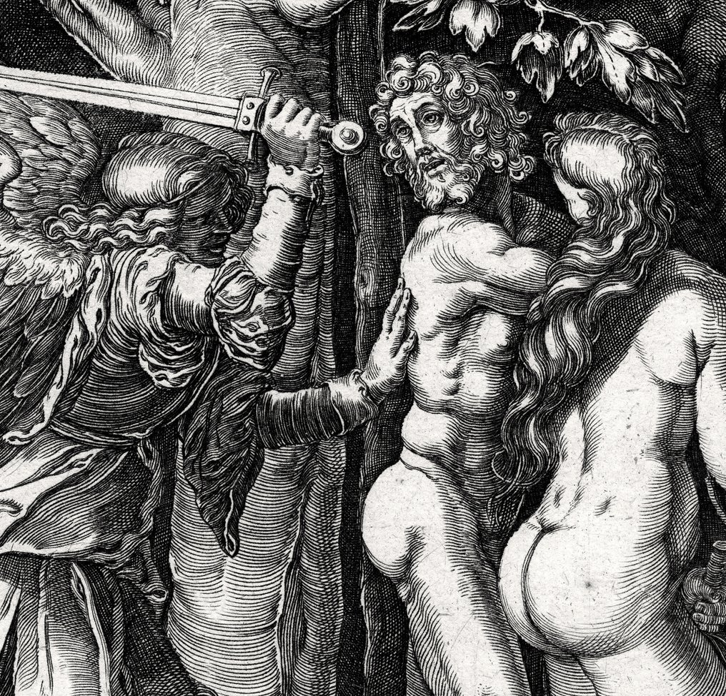 Albrecht Dürer / Abraham Waesberge - Adam and Eve expelled from Paradise from the "Small Passion" series - 1630-1640 #1.1
