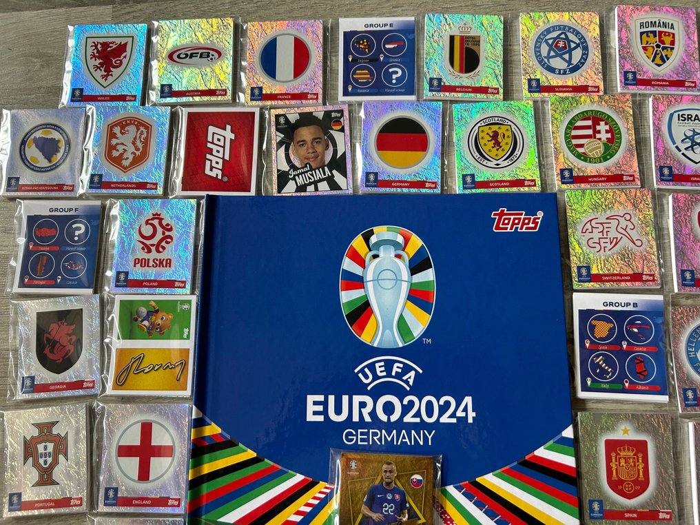 Topps - Euro 2024 Sticker Full Set with 21 SP Sticker + Hardcover Album ...