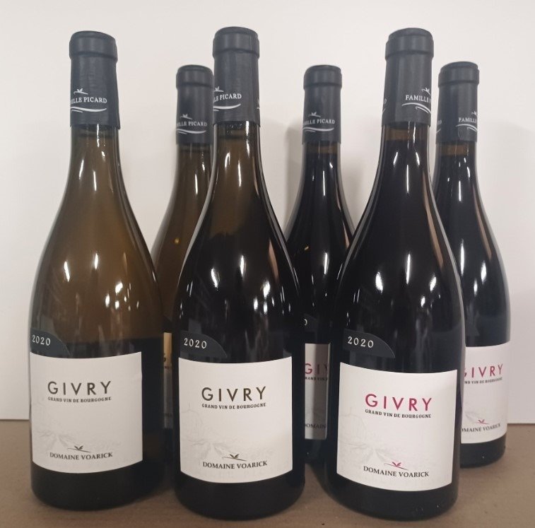 2020 X 3 Givry blanc & X 3 Givry rouge - Domaine Voarick - Borgogna - 6 Bottiglie (0,75 L) #1.1