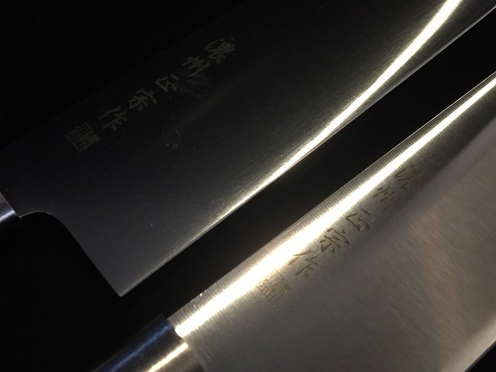 濃州正宗 NOSHU MASAMUNE / Set of 4 / 菜切 NAKIRI 三得 SANTOKU ペティ PETTY - 餐刀 (4) - 日本菜刀 - 木, 鋼 #3.1