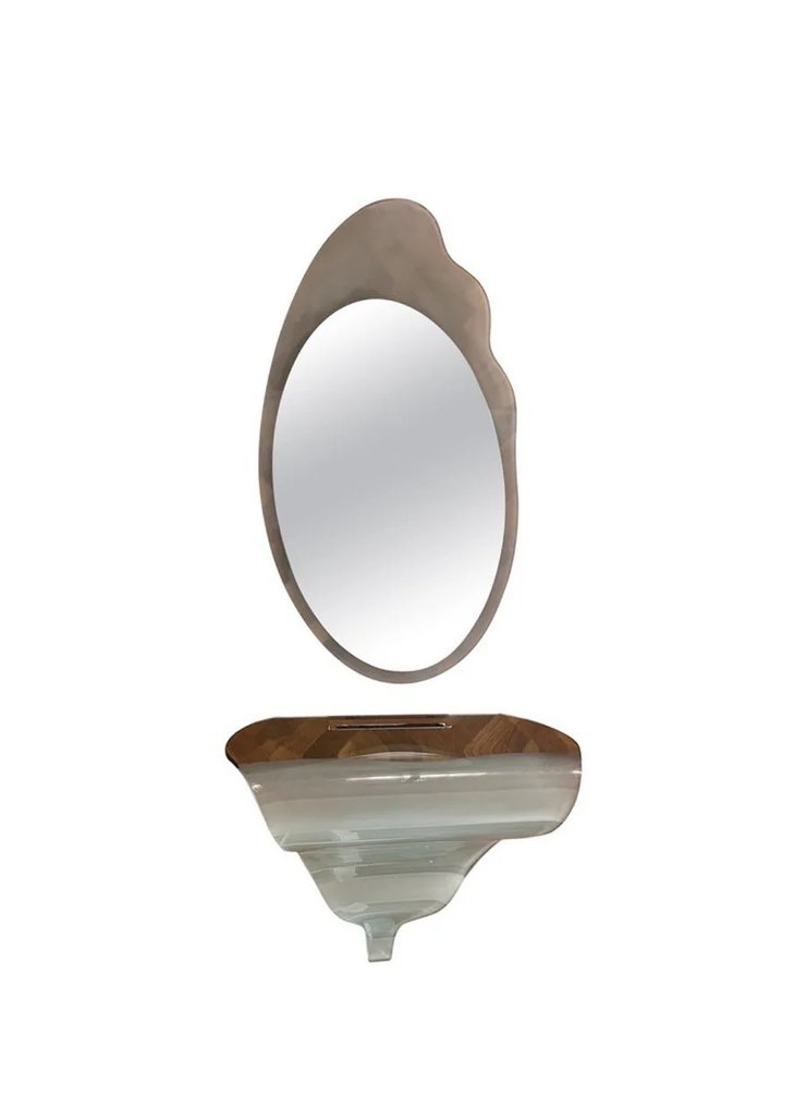 Glas Italia - Nanda Vigo - Onda - Console (2) - Verre, Miroir - Console avec miroir #2.1