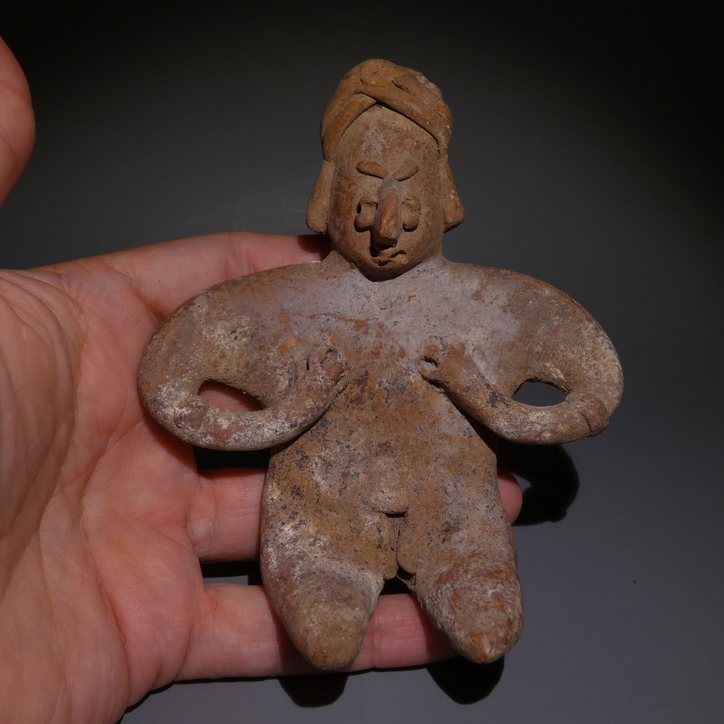 科利马,墨西哥西海岸 Terracotta 坐姿人物。12厘米高。优秀。西班牙进口许可证。 #3.2