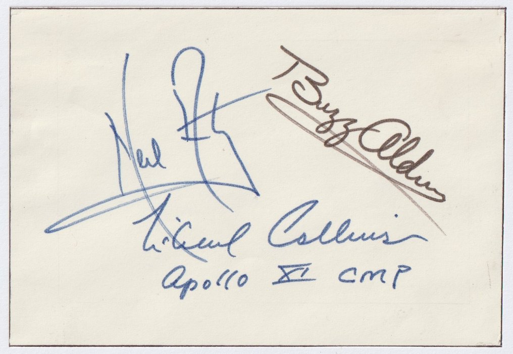 Hergé / Armstrong / Aldrin / Collins - 4 Dediche scritte a mano - Tintin, Apollo 11 #2.1