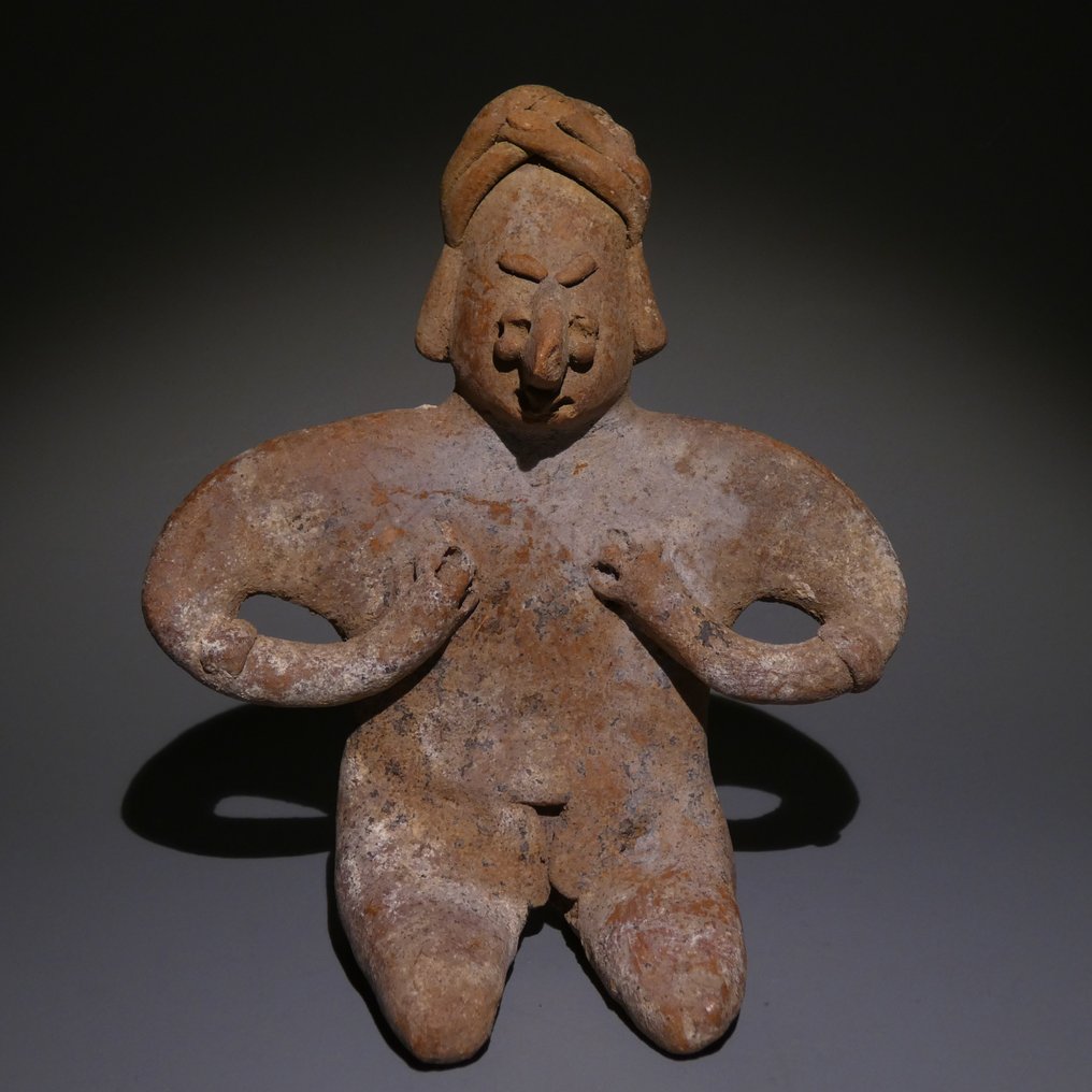 科利马,墨西哥西海岸 Terracotta 坐姿人物。12厘米高。优秀。西班牙进口许可证。 #1.0