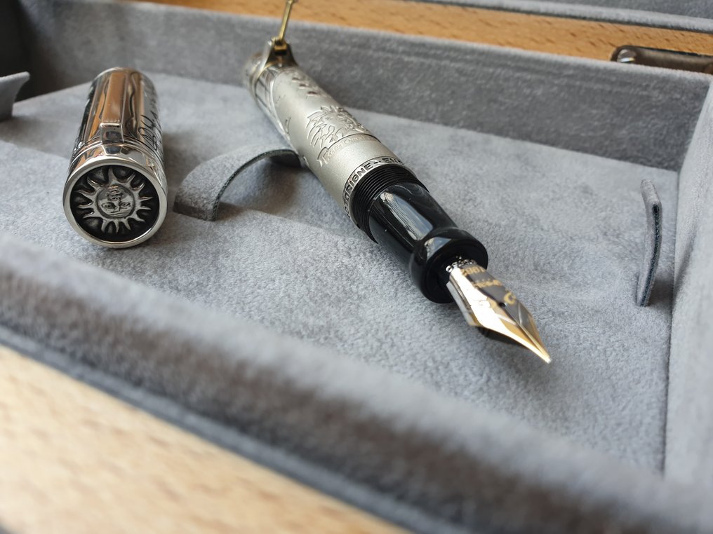 Marlen - Cadran Solaire Prestige - Edizione Limitata in Argento 925, Celluloide, Oro, Rubini (138 esemplari) - Fountain pen #4.3