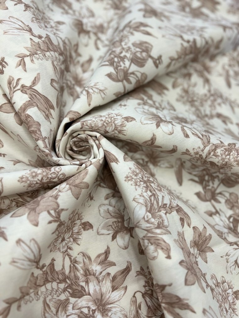 优雅的Cretonne布料，Toile de Jouy风格，具有典型的花卉图案 - 紡織品  - 280 cm - 250 cm #1.0