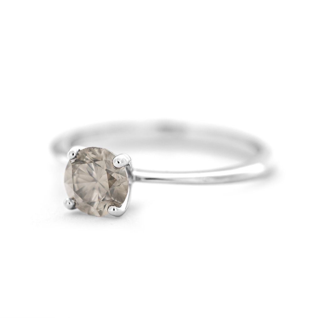 沒有保留價 - 戒指 - 14 克拉 白金 -  0.70ct. tw. 灰色 鉆石  (天然彩色) #3.1