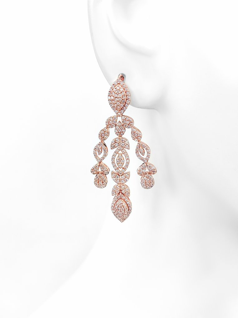 Korvakorut - 14 kt. Ruusukulta - 2.66ct. tw. Vaaleanpunainen Timantti (Luonnonvärinen) #2.1