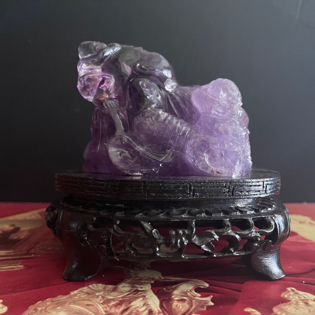 Statue, Buda - 14 cm - Pierre d'améthyste (matériau rocheux) #2.1