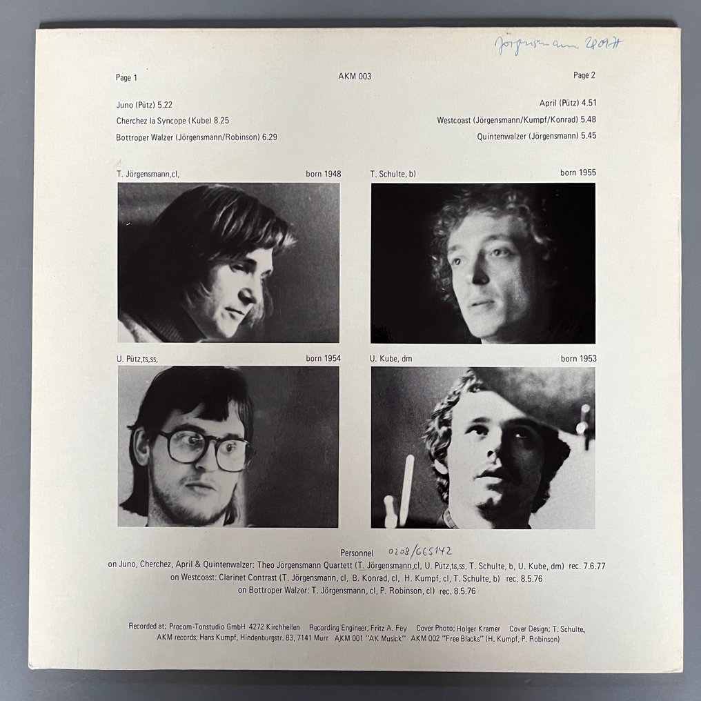 Theo Jörgensmann - In Time (1st German pressing, with two letters!!) - Signed! - Album LP (article autonome) - Premier pressage - 1977 #1.0