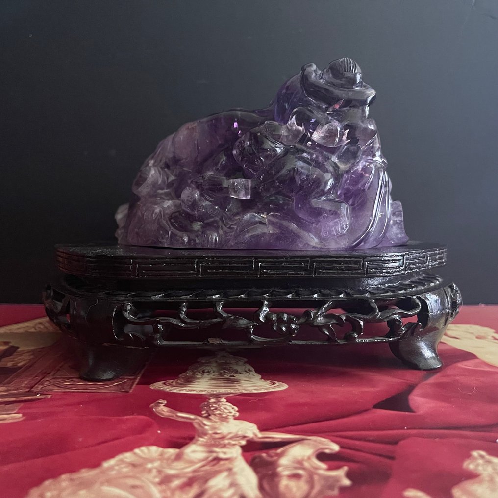 Statue, Buda - 14 cm - Pierre d'améthyste (matériau rocheux) #3.2