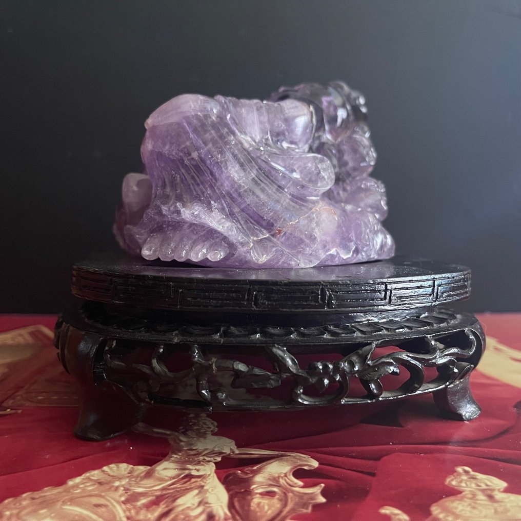 Statue, Buda - 14 cm - Pierre d'améthyste (matériau rocheux) #4.3