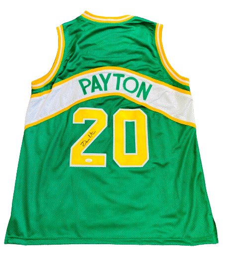 NBA - Gary Payton - Autograph - Camisa de basquete personalizada verde  #1.1