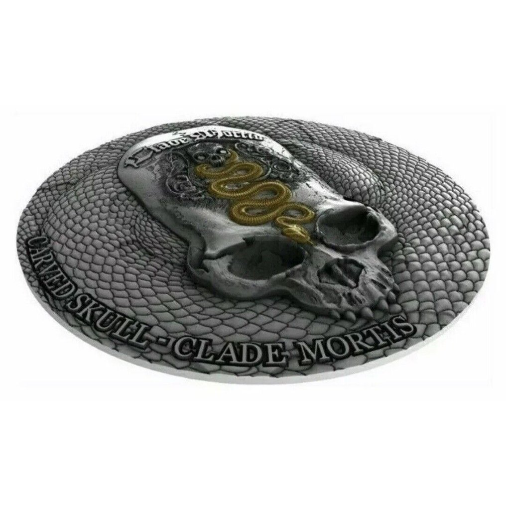 Camerún. 1000 Francs 2018 Carved Skull III - Clade Mortis Bones, 1 Oz (.999) #1.0