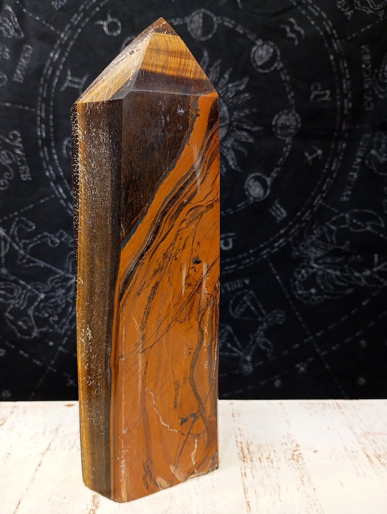 Tiikerinsilmä Obeliski - Korkeus: 22 cm - Leveys: 8 cm- 1741 g - (1) #1.2