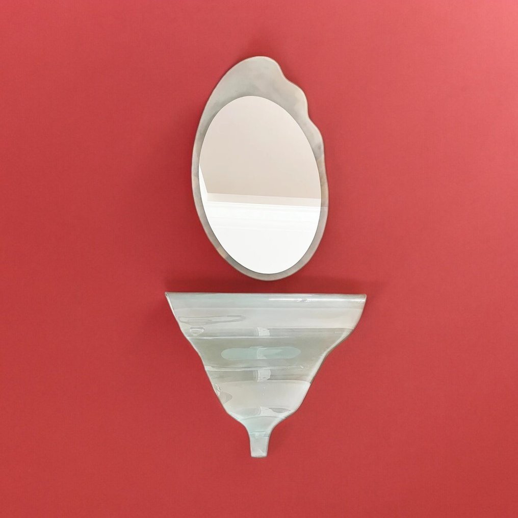 Glas Italia - Nanda Vigo - Onda - Console (2) - Verre, miroir - Console avec miroir #1.0