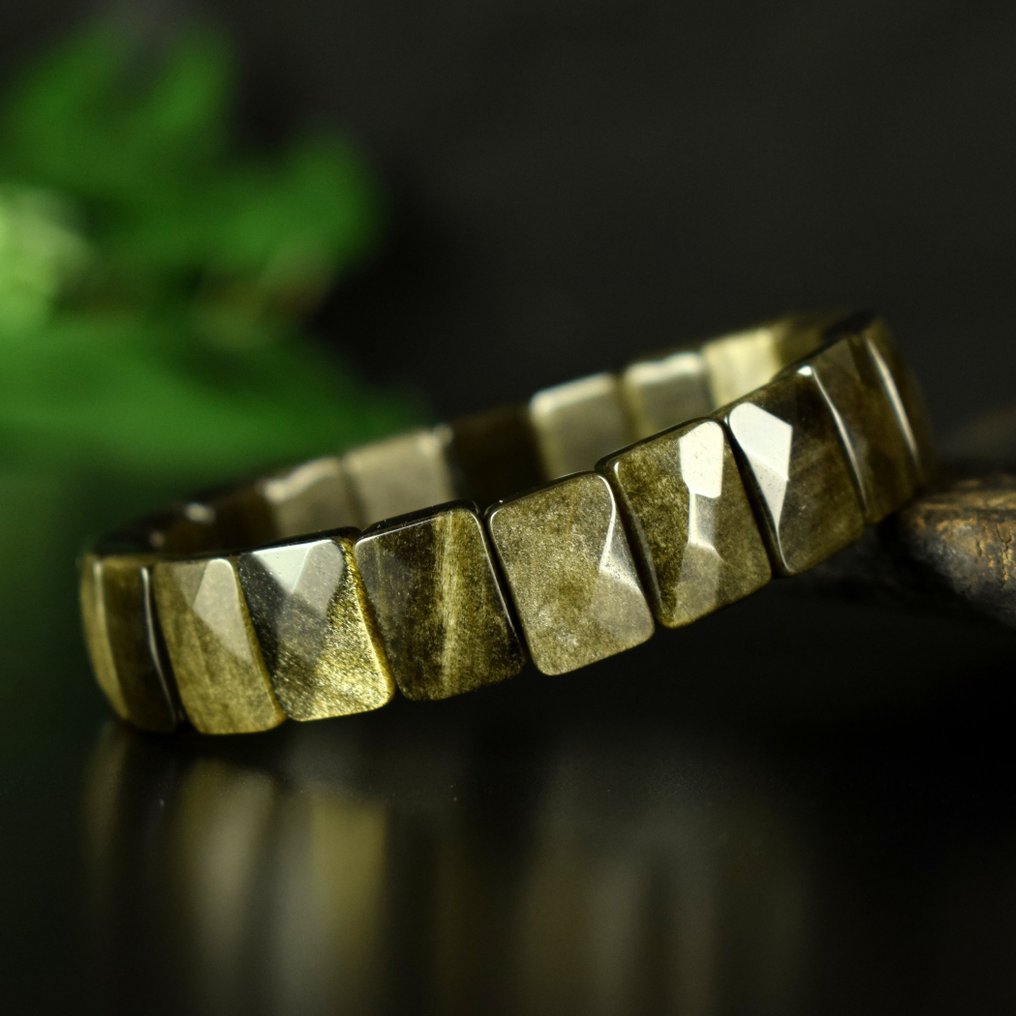 Οψιάνος Ιριδίζον χρυσός οψιανός - Υψηλής ποιότητας - Μοναδικά κοσμήματα - Πλάτος: 14 mm- 31.7 g #1.2